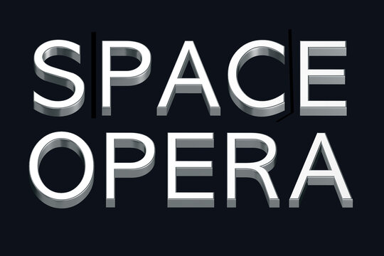 letters on a blackboard, metallic 3d word, space opera