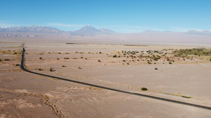 Drone view towards the Licancabur Volcano in the Atacama Desert