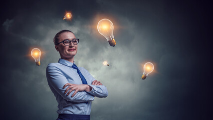 Young businesswoman portrait, thinking face expression