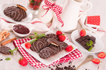 Soft cakes with strawberry.
