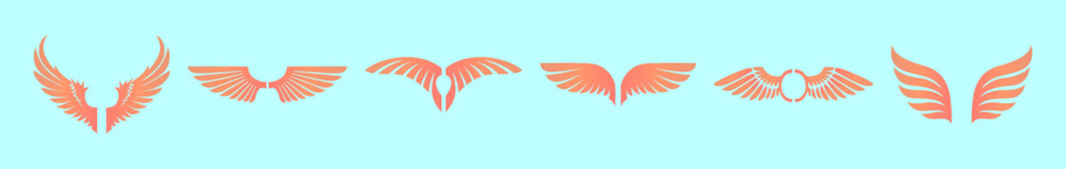 Obraz premium set of angel wings cartoon icon design template with various models. vector illustration isolated on blue background