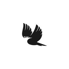 flying woodpecker logo template, negative space flying bird design vector