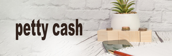 The concept of a small cash balance of financial accounts written on a copy of the space with an office light background, banner