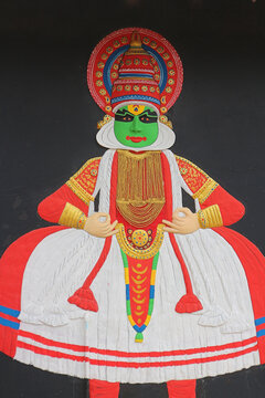 Decorative wall picture of the dancer Kathakali in India.
