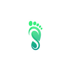 Obraz premium footprint with letter S and leaf design - creative reflexology and healthy foot care logo template vector
