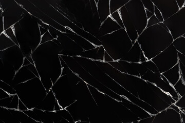 macro texture of broken dark glass with detailed cracks