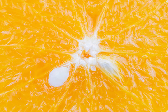 Close-up Of The Texture Of The Orange Pulp, Macro Photography Of The Orange