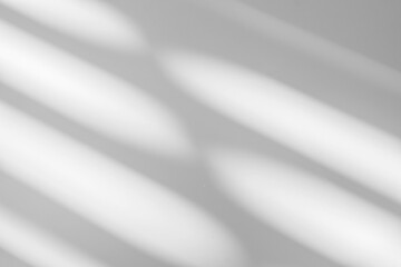 Obraz premium Abstract shadow and striped diagonal light blur background on white wall from window, architecture dark gray and sunshine diagonal geometric effect overlay