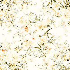 Watercolor seamless pattern of delicate flowers 