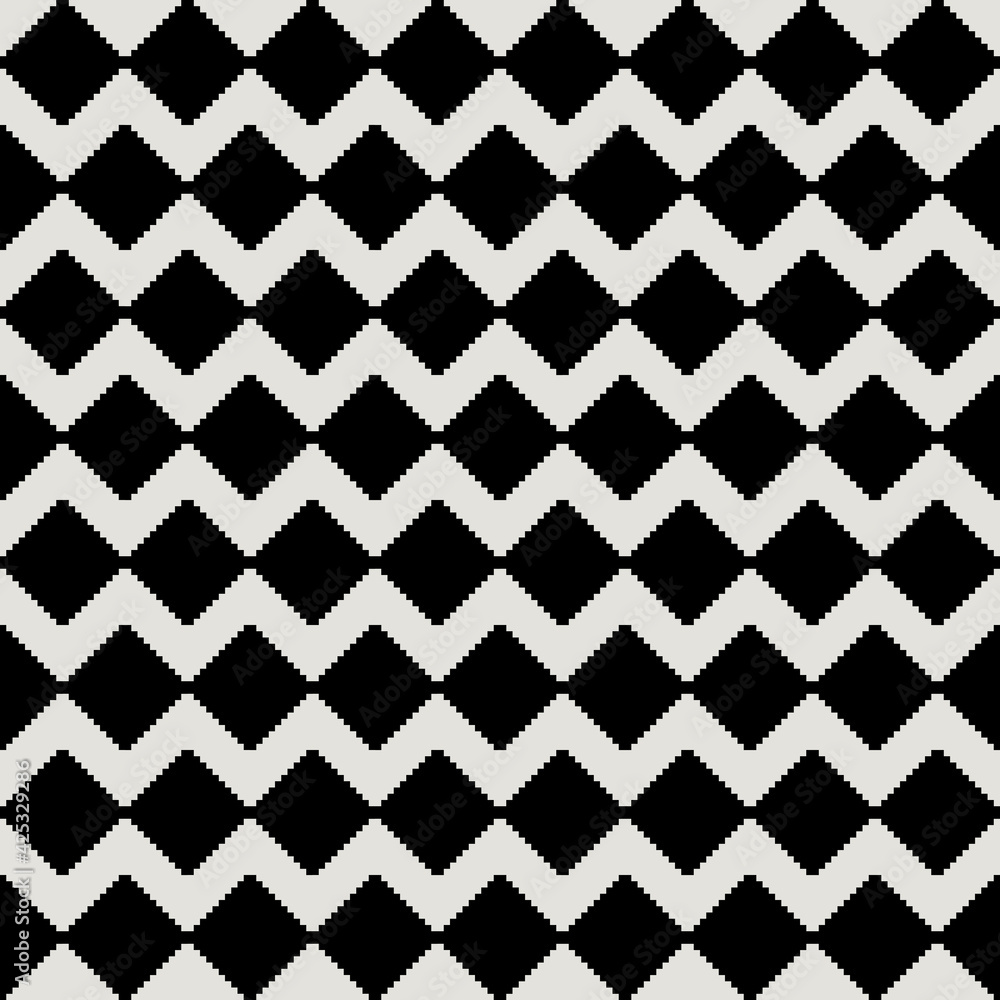 Poster black rhombuses pattern. seamless pixelated rhombuses pattern.