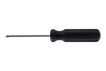 Phillips screwdriver with black handle on white background, isolated