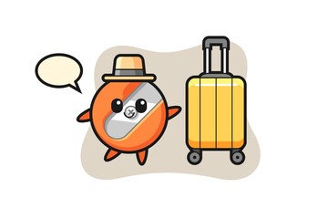 pencil sharpener cartoon illustration with luggage on vacation