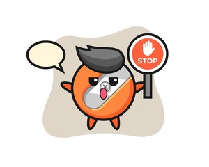 pencil sharpener character illustration holding a stop sign