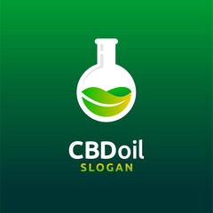 CBD oil logo with lab concept