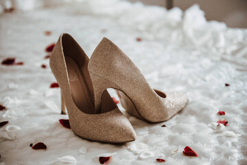 close up of a wedding shoes