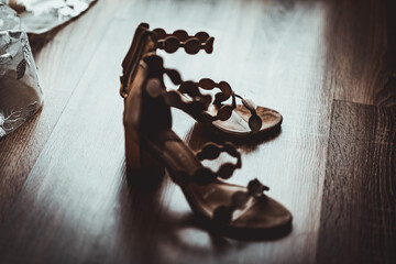 close up of a wedding shoes