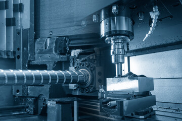 Abstract scene  CNC milling machine and the ball screw. The hi-precision of CNC machining center concept.