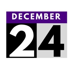 December 24 . flat modern daily calendar icon .date ,day, month .calendar for the month of December