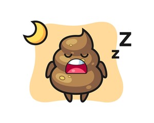 poop character illustration sleeping at night
