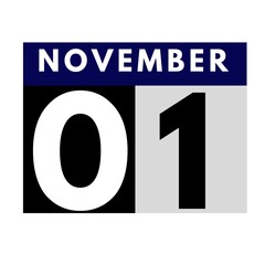 November 1 . flat daily calendar icon .date ,day, month .calendar for the month of November