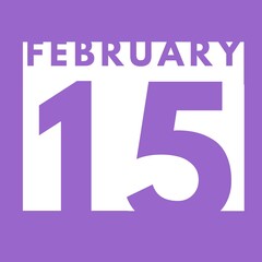 February 15 . flat modern daily calendar icon .date ,day, month .calendar for the month of February
