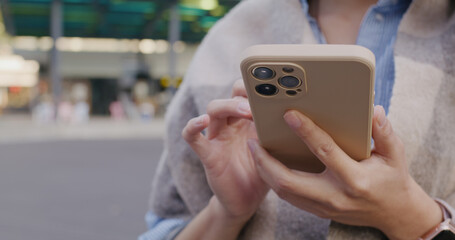 Woman use of smart phone at outdoor