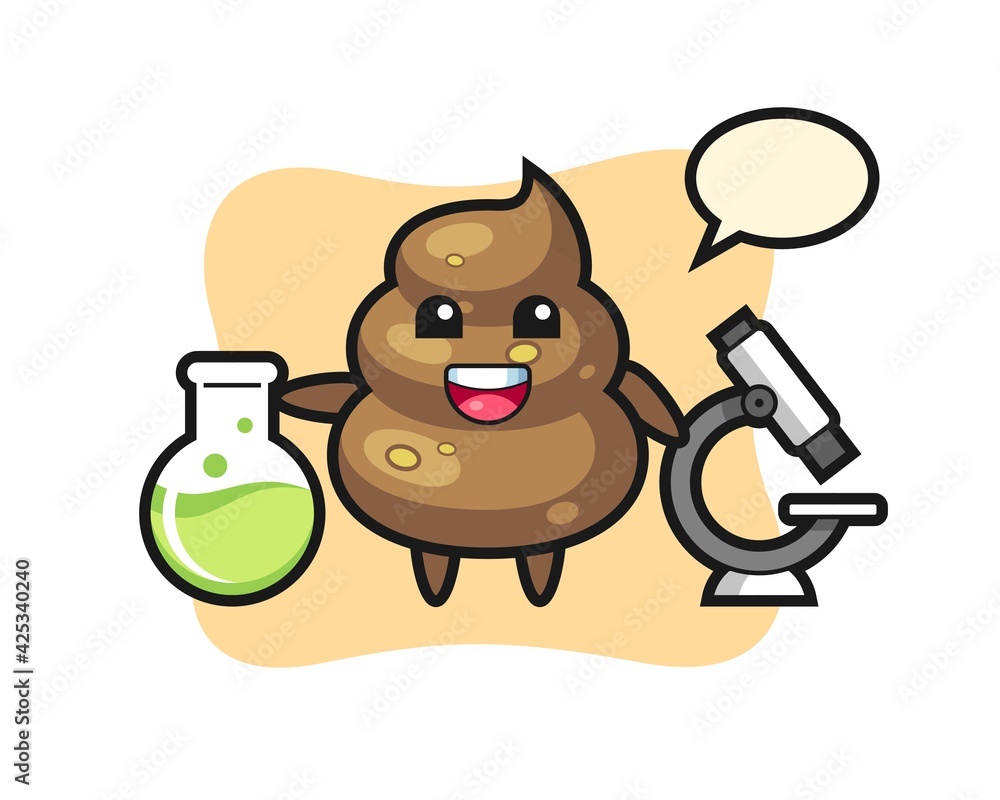 Wall mural Mascot character of poop as a scientist