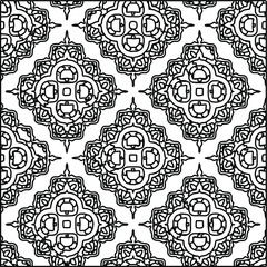  Geometric vector pattern with triangular elements. Seamless abstract ornament for wallpapers and backgrounds. Black and white colors. 