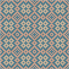 Vector seamless pattern in oriental style with blue, beige and pink color