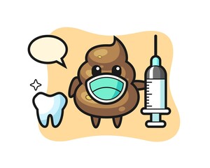 Mascot character of poop as a dentist