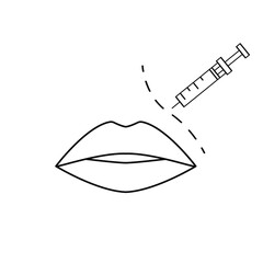 lip augmentation icon, contour plastic, nasolabial fold, vector on a white background