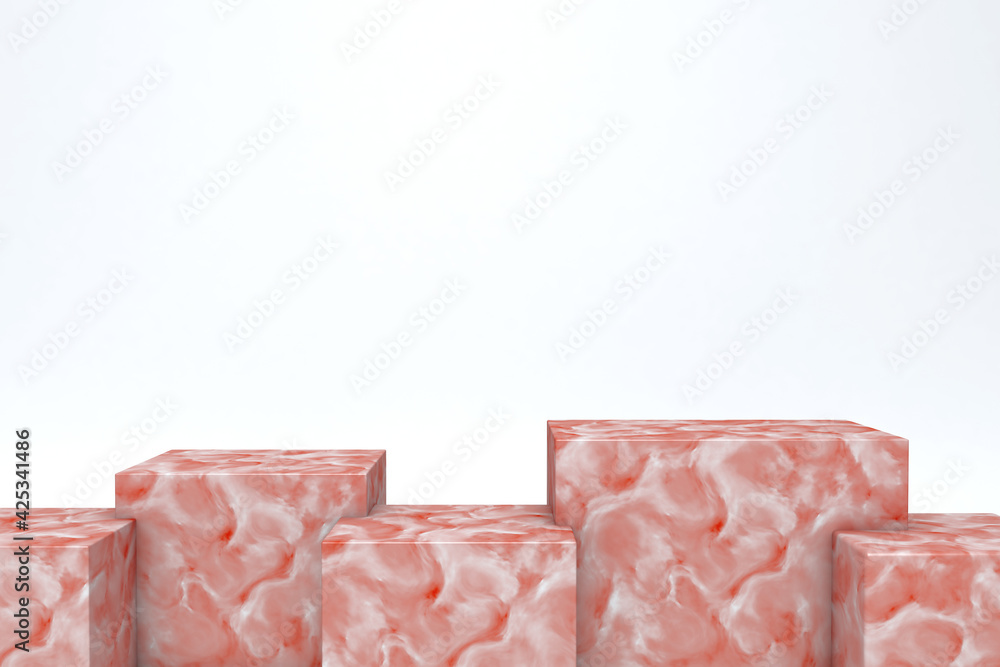 Poster 3d render of red simple abstract geometric figures isolated on white background. blank minimal desig
