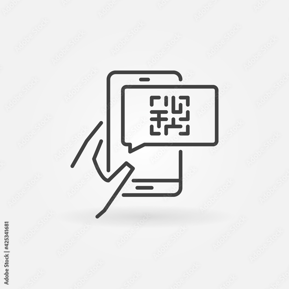 Poster smartphone with qr code message outline vector icon