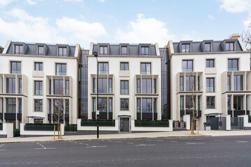 Prime London property street. Architecturaly modern new development in Holland Park in Kensington,...