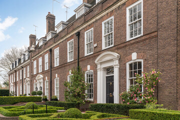 Prime London property street. Ilchester Place in Kensington, a popular residential location amongst celebrities and wealthy people
