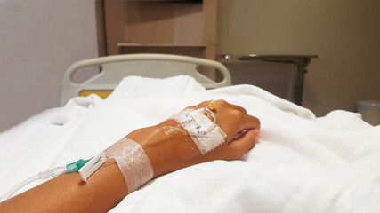 Patients giving saline solutions.Patients saline