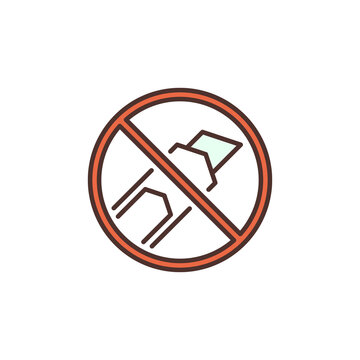 Stationery Knife tool is Prohibited vector round colored icon