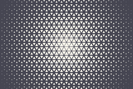 Triangular Halftone Texture Vector Geometric Technology Abstract Background. Half Tone Triangles Retro Colored Pattern. Minimal 80s Style Dynamic Tech Structure Wallpaper