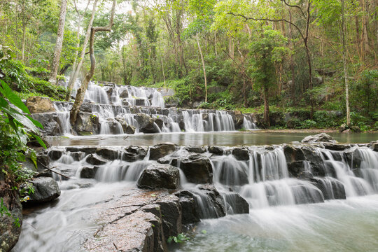 Waterfall in Namtok Samlan National Park. Beautiful nature at Saraburi province Thailand