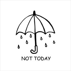 line art of umbrella with rain in illustration vector, clipart for weather design concept