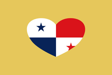 Panama flag in the heart shape. Isolated on background.