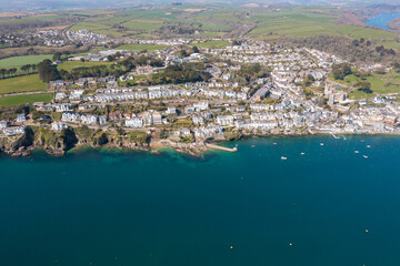 Aerial photograph of Fowey and Polruan, Cornwall, England.