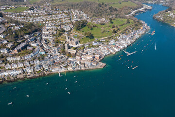 Aerial photograph of Fowey and Polruan, Cornwall, England.