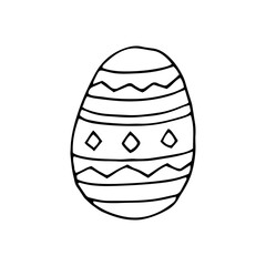 Easter egg. Doodle. Vector. Hand-drawn illustration. Coloring. Black and white outline. Silhouette.