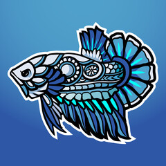 Betta fish mecha robot mascot. esport logo design