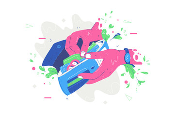 Banknotes and cash in wallet