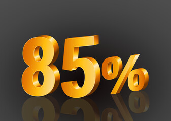 85% off 3d gold, Special Offer 85% off, Sales Up to 85 Percent, big deals, perfect for flyers, banners, advertisements, stickers, offer icons, etc.