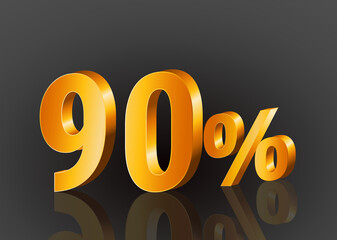 90% off 3d gold, Special Offer 90% off, Sales Up to 90 Percent, big deals, perfect for flyers, banners, advertisements, stickers, offer icons, etc.