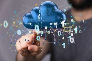 Artificial Intelligence Cloud technology. Integrated digital web concept background