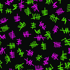 seamless vector pattern of colored elements consisting of broken lines on a dark background
for prints on fabric and wall decorations